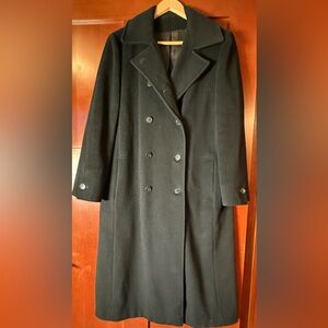 Vintage Riva Elegant Black Double-Breasted Women's Wool Coat